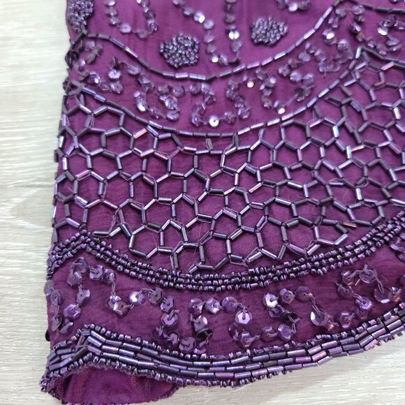 Vintage 90's Purple Beaded Short Sleeve Dress With Shoulder Pads Womens Size 2X - Picture 13 of 16
